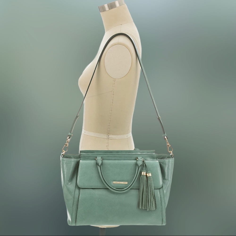 BRAHMIN TAYLOR SATCHEL TEAL EISENHOWER NEW W/ TAGS - Picture 9 of 9